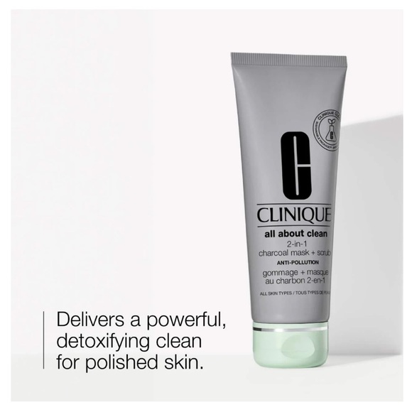 NEW FULL SIZE CLINIQUE ALL ABOUT CLEAN 2in1 CHARCOAL MASK+SCRUB 100ml - Picture 2 of 9